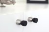 Knob / Hook Kokeshi Mix 1832 <BR> brushed stainless steel / black aluminium
