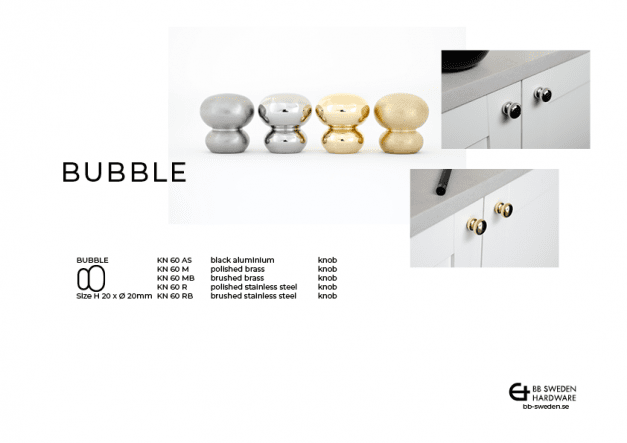 Knopp Bubble 20 <BR> polerad mässing