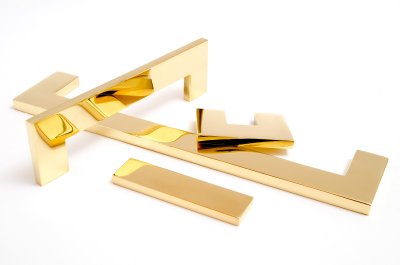 Moderna stylish cabinet handles in polished brass. Center to center 60mm, Center to center 128mm, Center to center 224mm