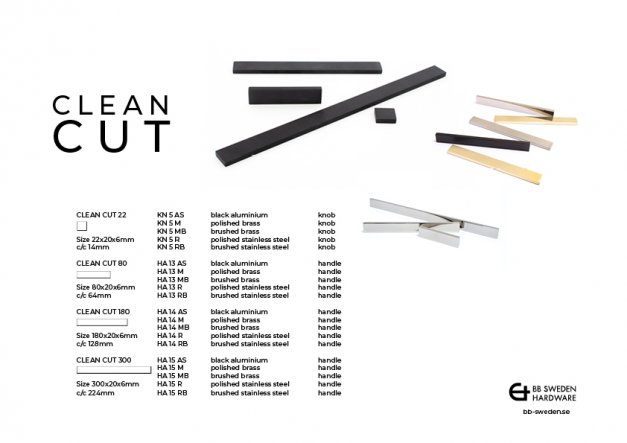 Handle Clean Cut 300 <BR> brushed brass