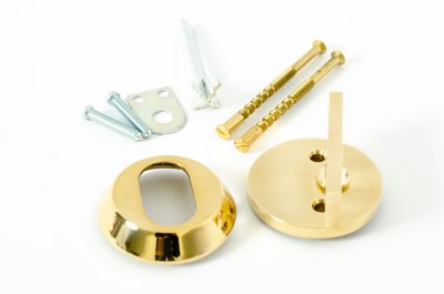 Door turn oval cylinder in polished brass