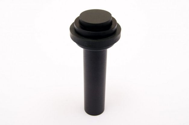 Svart dörrstopp för golv och vägg. 90mm