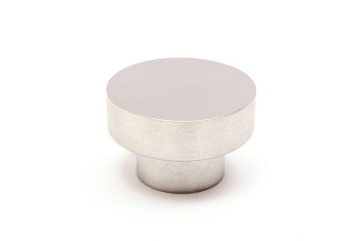 Dot 30 knob, hook in brushed stainless steel. Cabinet knobs in stainless steel.