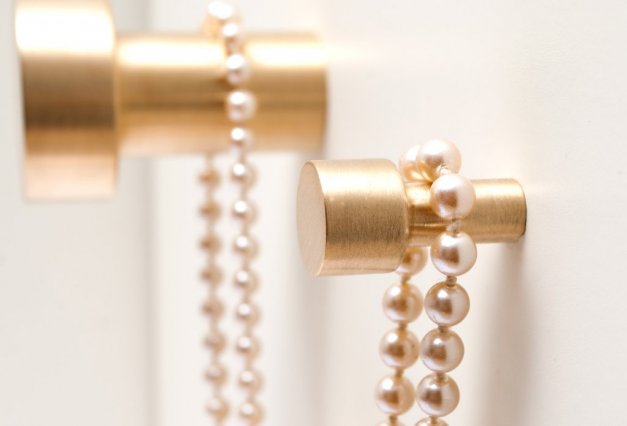 Dot 33 hook in brushed brass. Brass hooks.