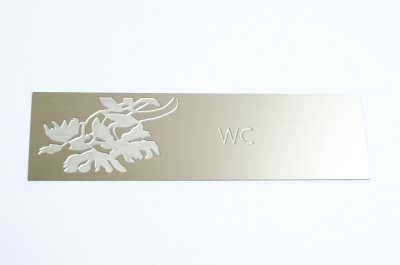 WC sign in stainless steel