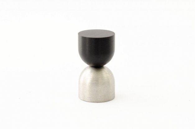 knob and hook kokeshi in stainless steel and black aluminium in a beautiful mix