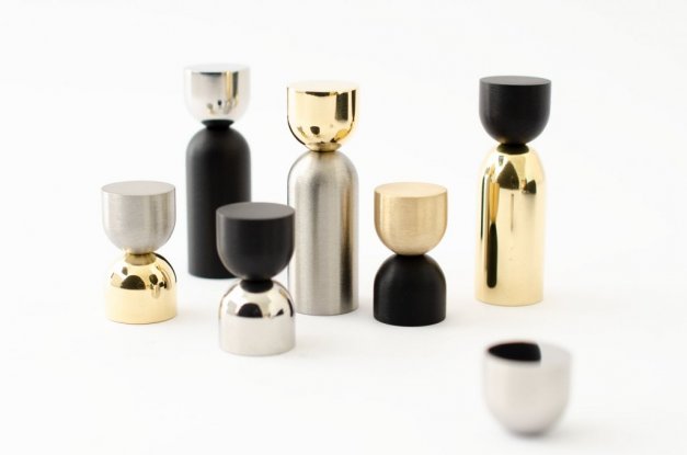 Knob/ Hook Kokeshi Mix 1832 <BR> brushed brass /brushed stainless