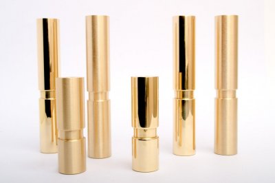 furniture legs in polished and brushed brass in different sizes