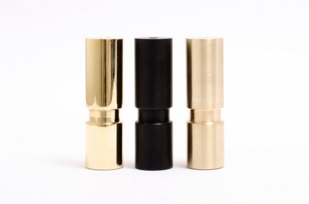 furniture legs in polished and brushed brass and in black aluminium