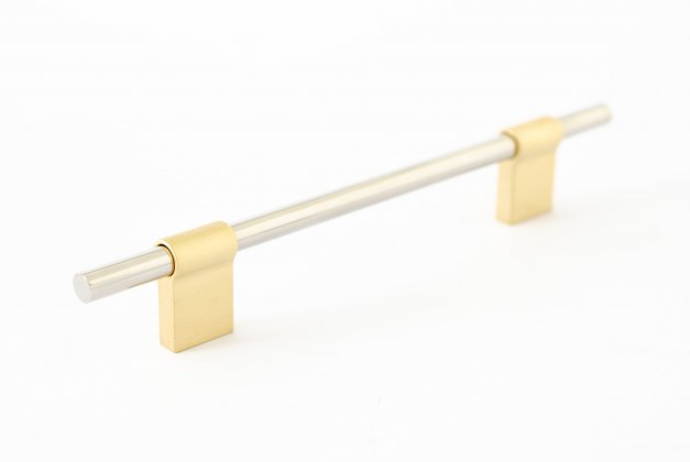 Handtag i borstad mässing och borstat rostfritt, kökshandtag, garderobshandtag.