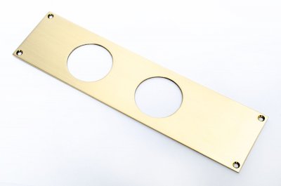 OUTGOING<BR>BACKPLATE C/C 72MM <br>BRUSHED BRASS