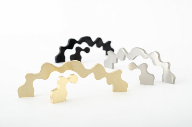 unikt handtag i borstad mässing, borstad rostfri, svart aluminium