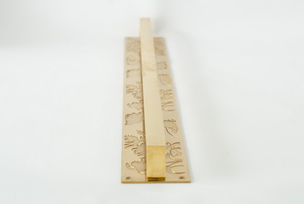 Vintage Handtag Solid / Flora <BR> polerad mässing